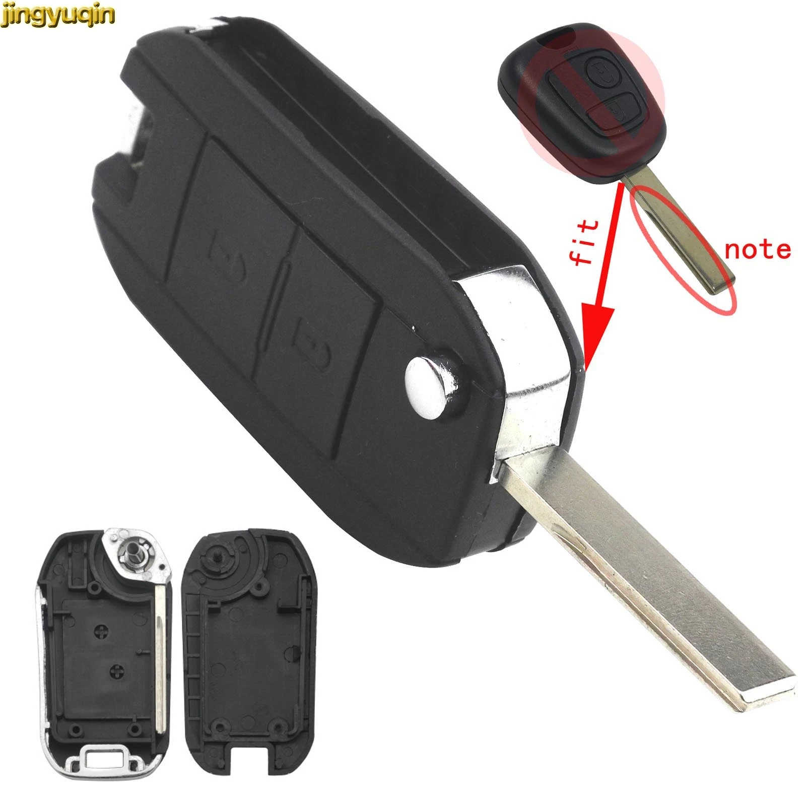 

2B HU83 Remote Car Key Shell Refit For Citroen C2 C3 C4 C5 C6 C8 Berlingo Xsara Picasso Peugeot 207 307 407 507 607 807 Partner