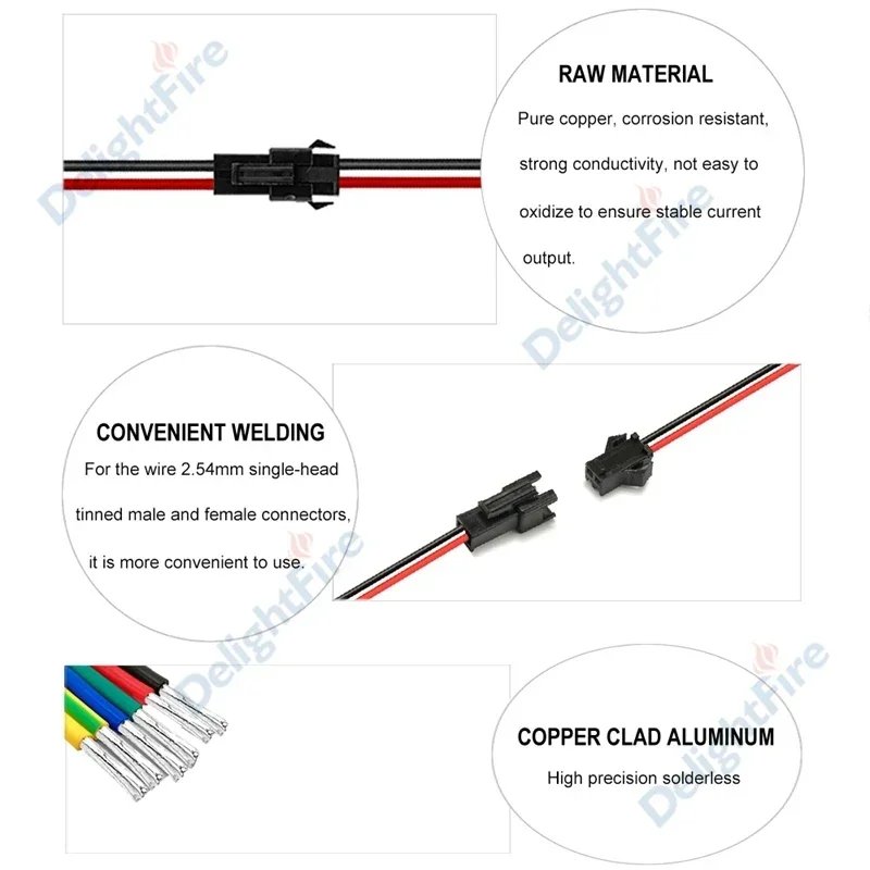 1-100pairs Male Female Plug Connectors Wire Terminal 15/30cm 2 Pin SM JST Connector Cable For 5050 LED Strip Light Ceiling Lamp