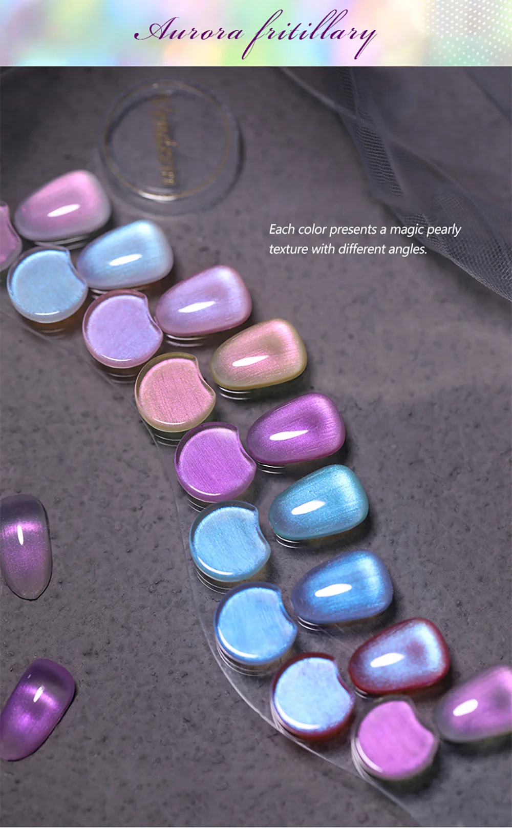 Vendeeni 9 Farben/Set Perlmutt-Farbgel-Nagellack Semi-Permanenter UV-LED-Soak-Off-Gel-Lack Meerjungfrauen-Nagelkunst-Gel-Lack – Detail 3