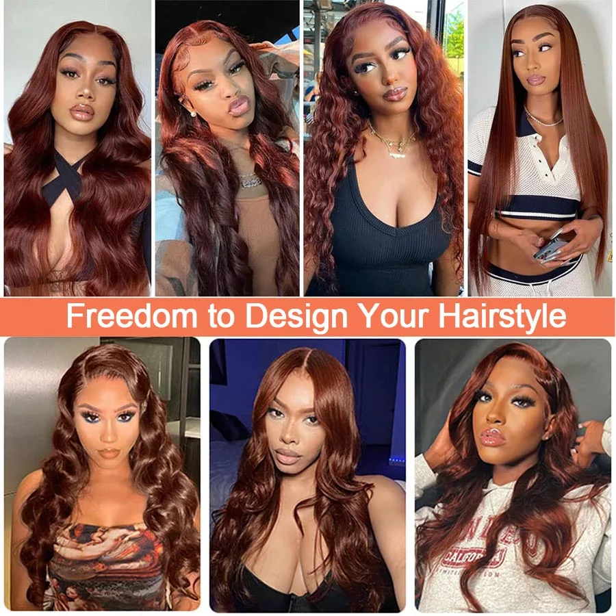 13x4 Chocolate Brown Body Wave Lace Front Wig Human Hair 180% HD Lace Wig 4x4 Human Hair Preplucked Colored Human Hair Wigs Remy