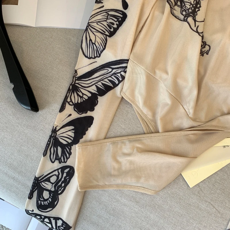 سالينسي بذلة مثيرة للنساء بأكمام طويلة ومطبوعة على شكل فراشة SU 20252191