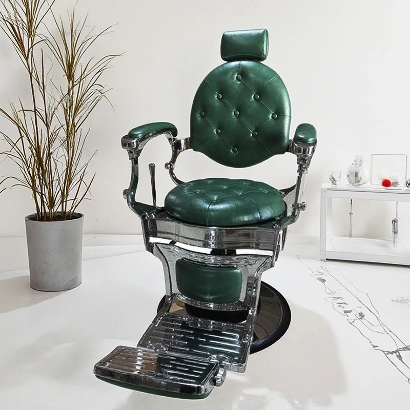 Barbershop Furniture Atrovirens Hairdressing Styling Chair Hydraulic Pump Adjustable Reclining Sliver Round Base Barber Chair