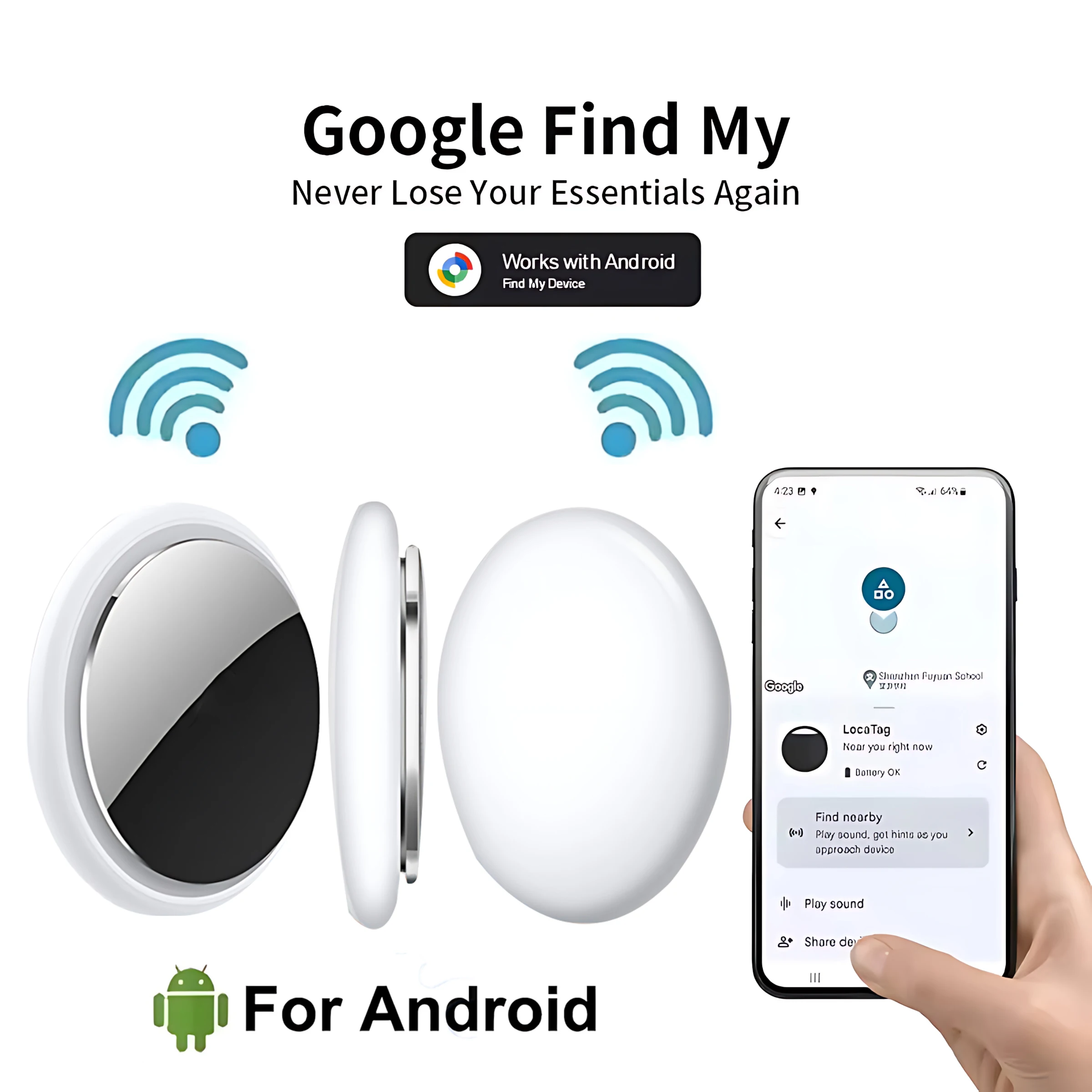 Mini Smart GPS Tracker Mitag Bluetooth Locator Anti-Lost Device Mobile Keys Pet Elderly Kids Finder Work With Android Find My