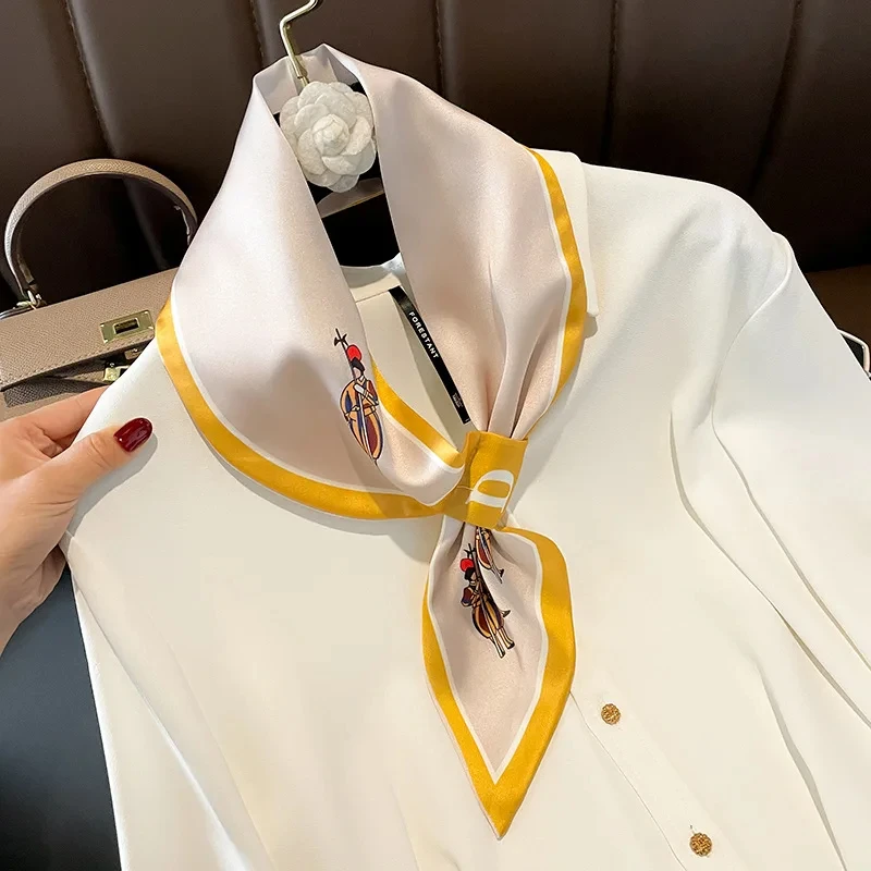 Luxury Brand Skinny Neckerchief Scarf For Women Satin Silk Ribbons Bandana Ladies Neck Tie Wrist Wrap Shawl Echarpe