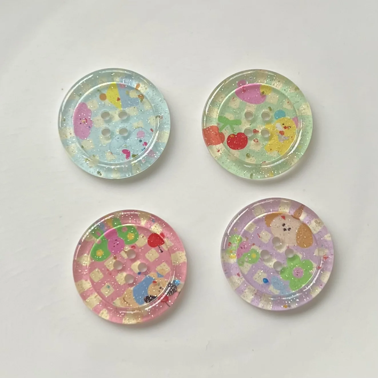 10Pcs Blingbling Cute Cartoon Round Button Casual Girls Cardigan coat Deco Glitter Craft Buttons Kid Clothing Sewing Accessories