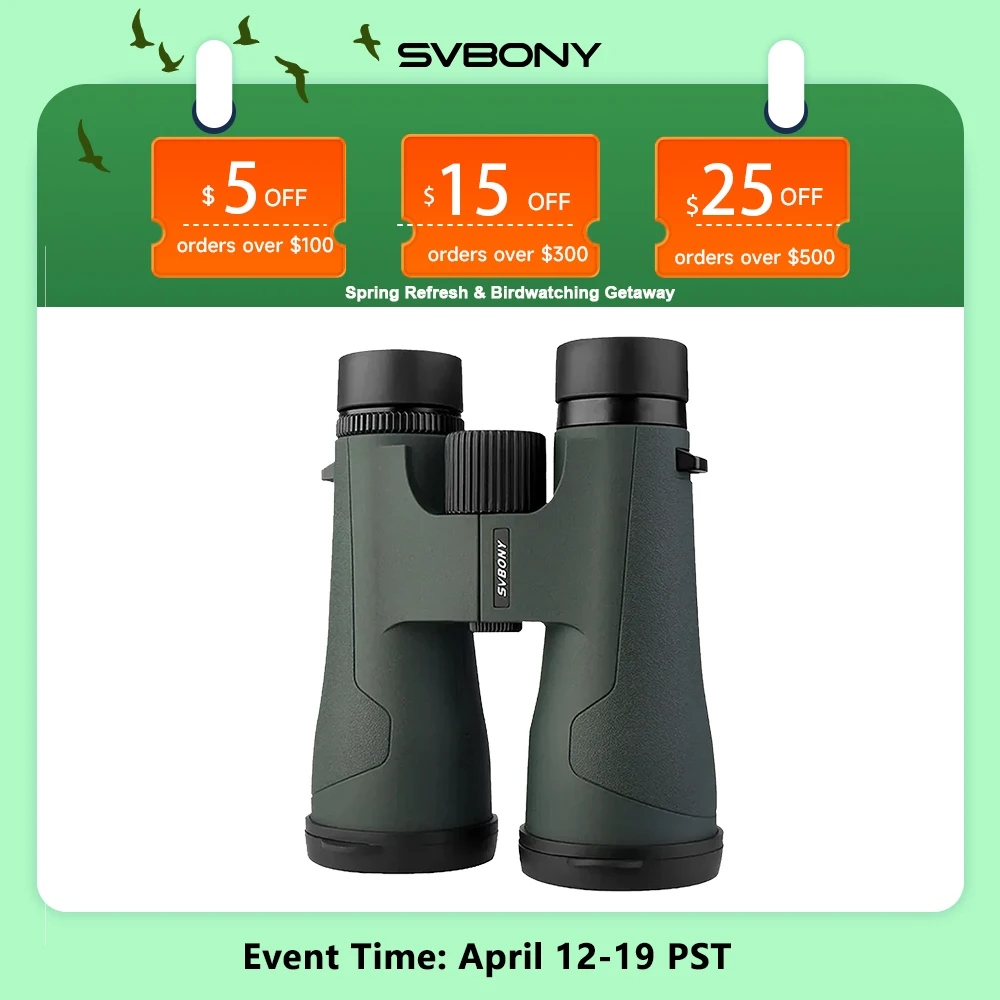 Svbony SA203 Telescope 12x50 Binoculars Professional Powerful BAK4 IPX7 Waterproof Camping Equipment for Birdwatching Stargazing