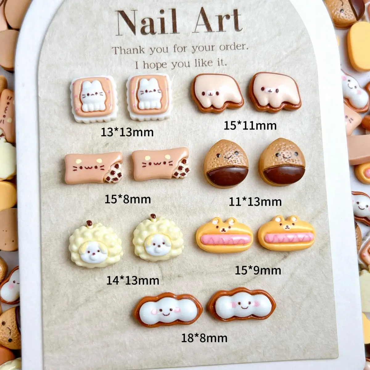 Cute Cartoon żywica seria biszkoptów zawieszki do paznokci Kawaii zwierzęce wyrażenia Cookie zdobienie paznokci dekoracje Manicure DIY akcesoria