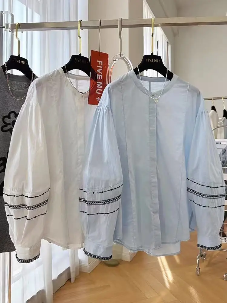 

Women's Autumn Vintage Embroidered Long Sleeve Shirts Causal Chic Shirt Top