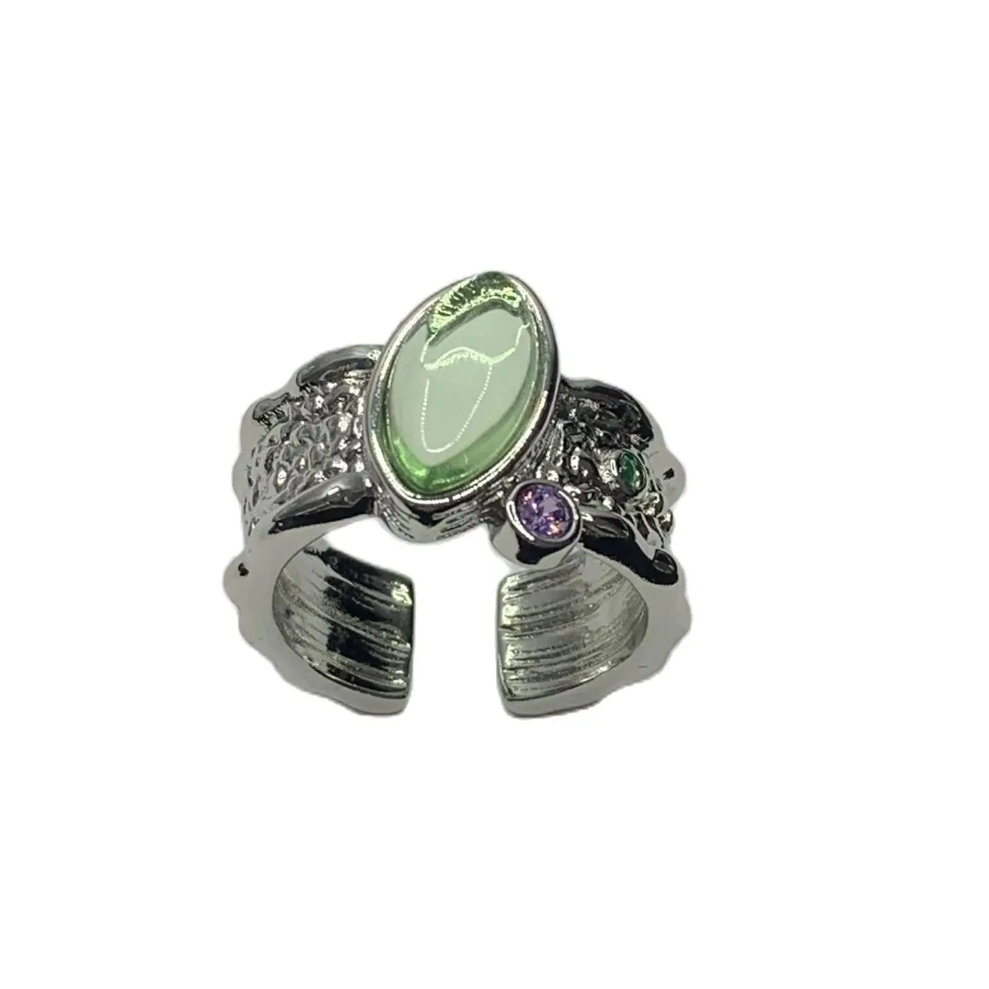 

New love ruby green palm dislocation chain ring women's advanced sense personality opening ring