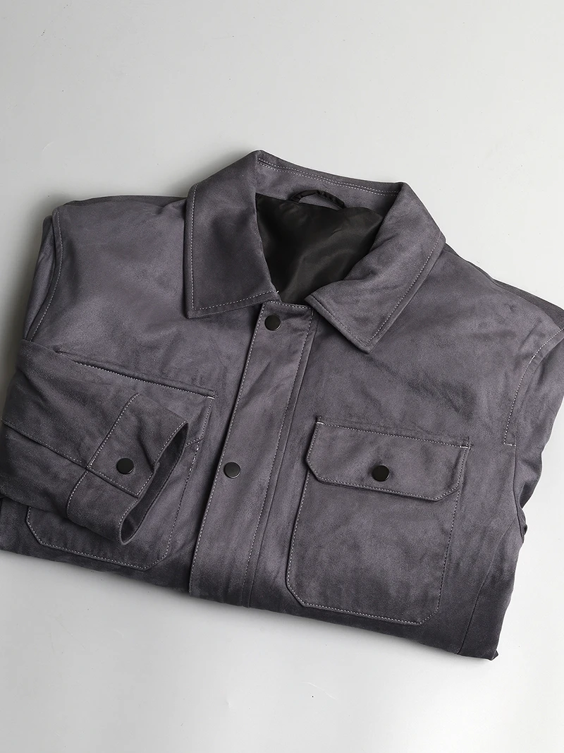 

Retro Workwear Sle Men's Spring Autumn Casual Collar Jaet Coat Long Sve Zipper Closure Stand Fit Youth Faion