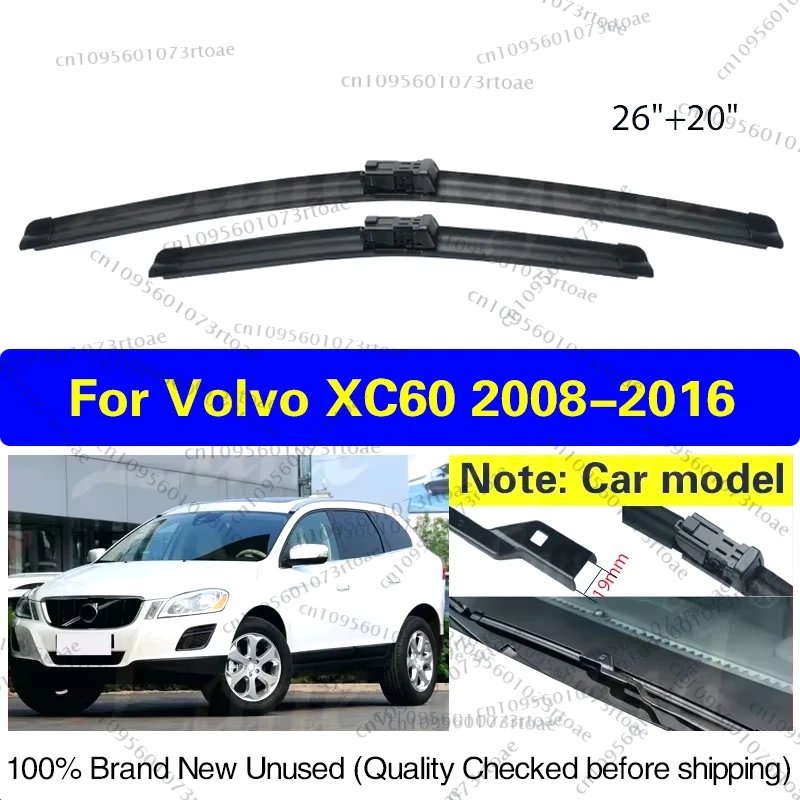 

2PCS Car Wiper For Volvo XC60 2008 - 2016 2015 2014 2013 Front Windshield Windscreen Wiper Blade Rubber Car Accessories 26"+20"