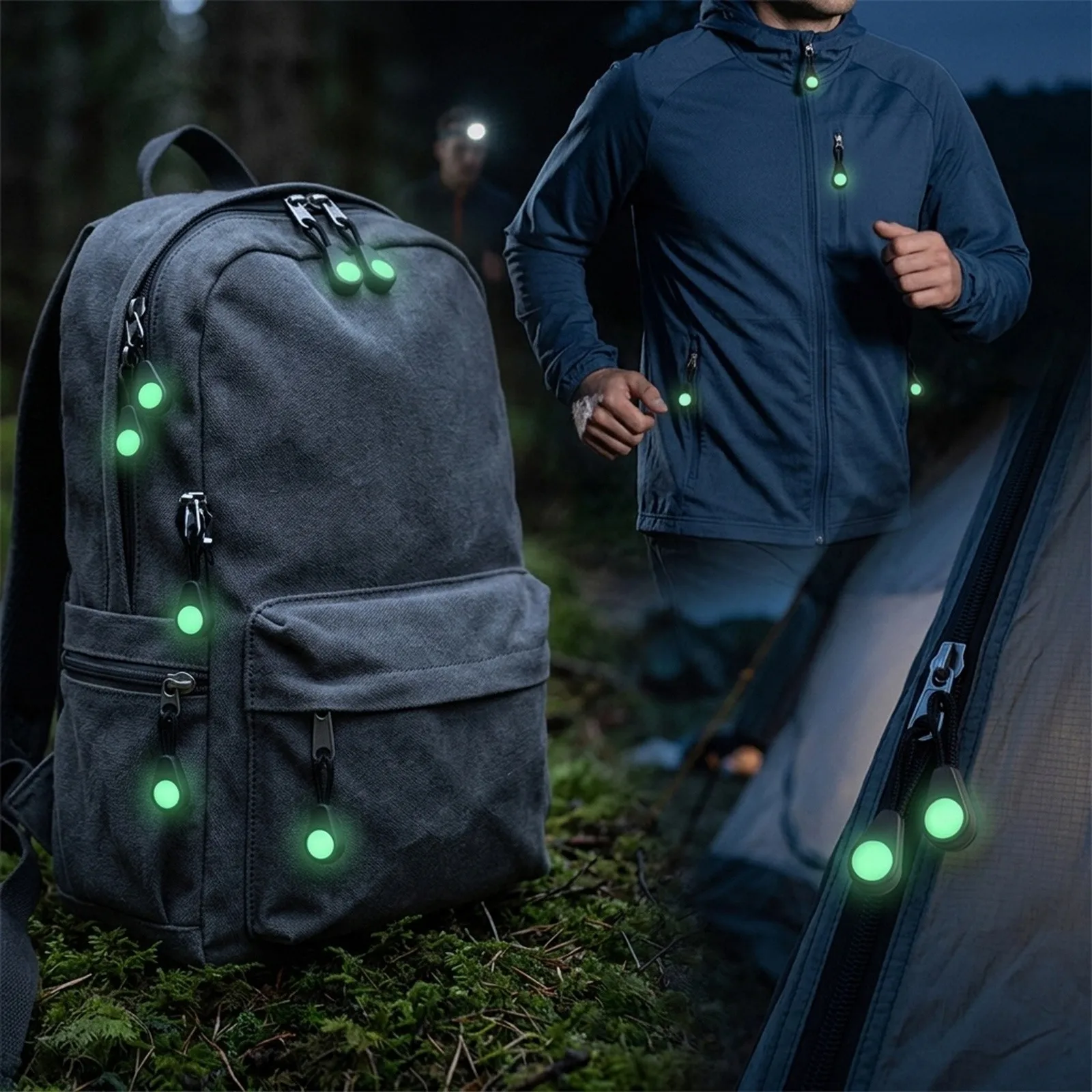 10PCS Luminous Zip Extension 10PCS Luminous Zip Extension Puller Heads Zip Tags for versatile Outdoor Camping Night Work Tools
