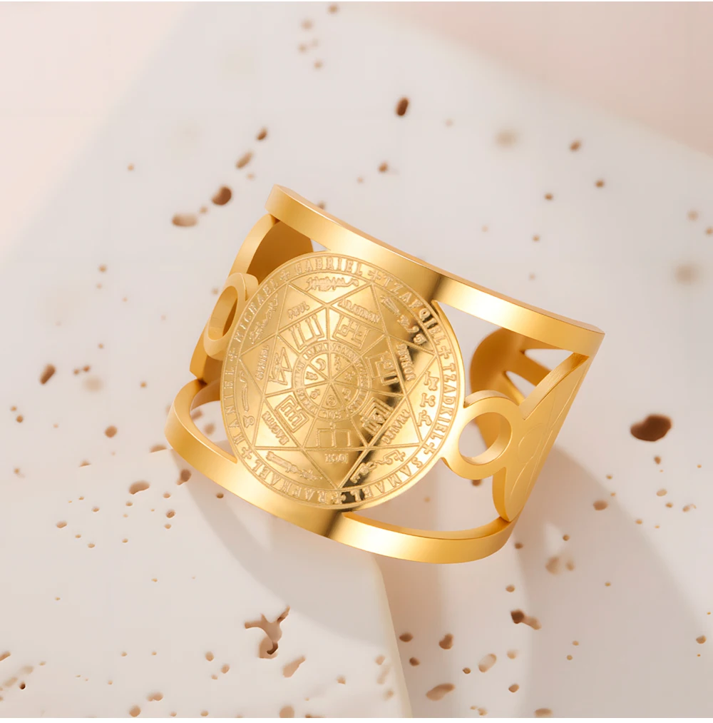 COOLTIME Sieben Erzengel Engel Ring Edelstahl Vintage Frauen Männer Solomon Schutz Amulett Ring Schmuck – Detail 9