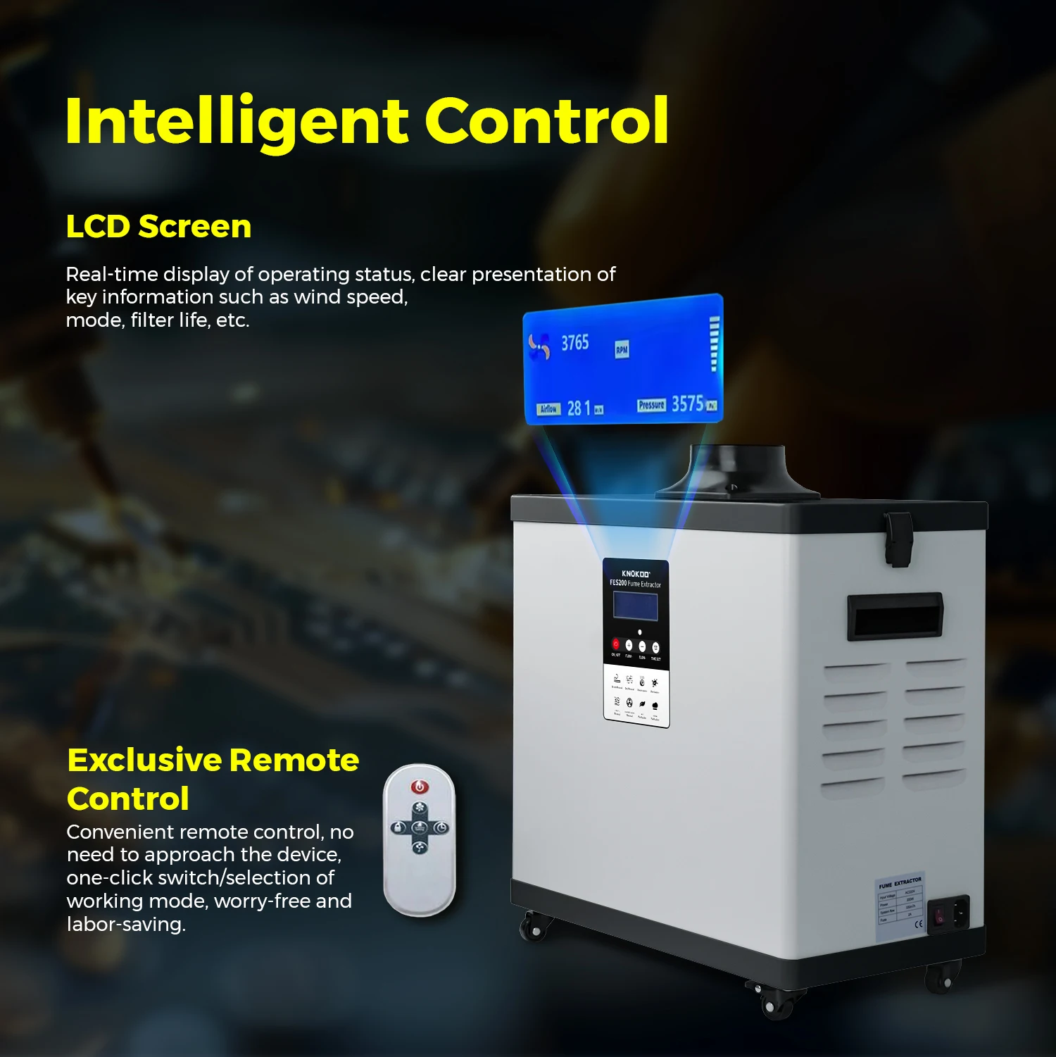 KNOKOO 210W 흄 추출기 FES200 (헤어 살롱 케라틴 트리트먼트, 뜸, 뷰티 CO2 레이저 트리트먼트 및 스킨 클리닉용)
