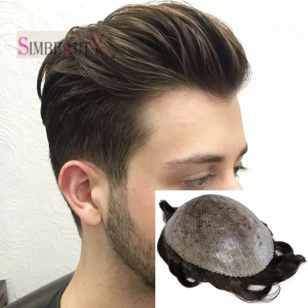 0.10mm Injection Thin Skin Pu Wig Toupee for Men Human Hair Natural Hairline Super Durable  Microskin Capillary Prosthesis