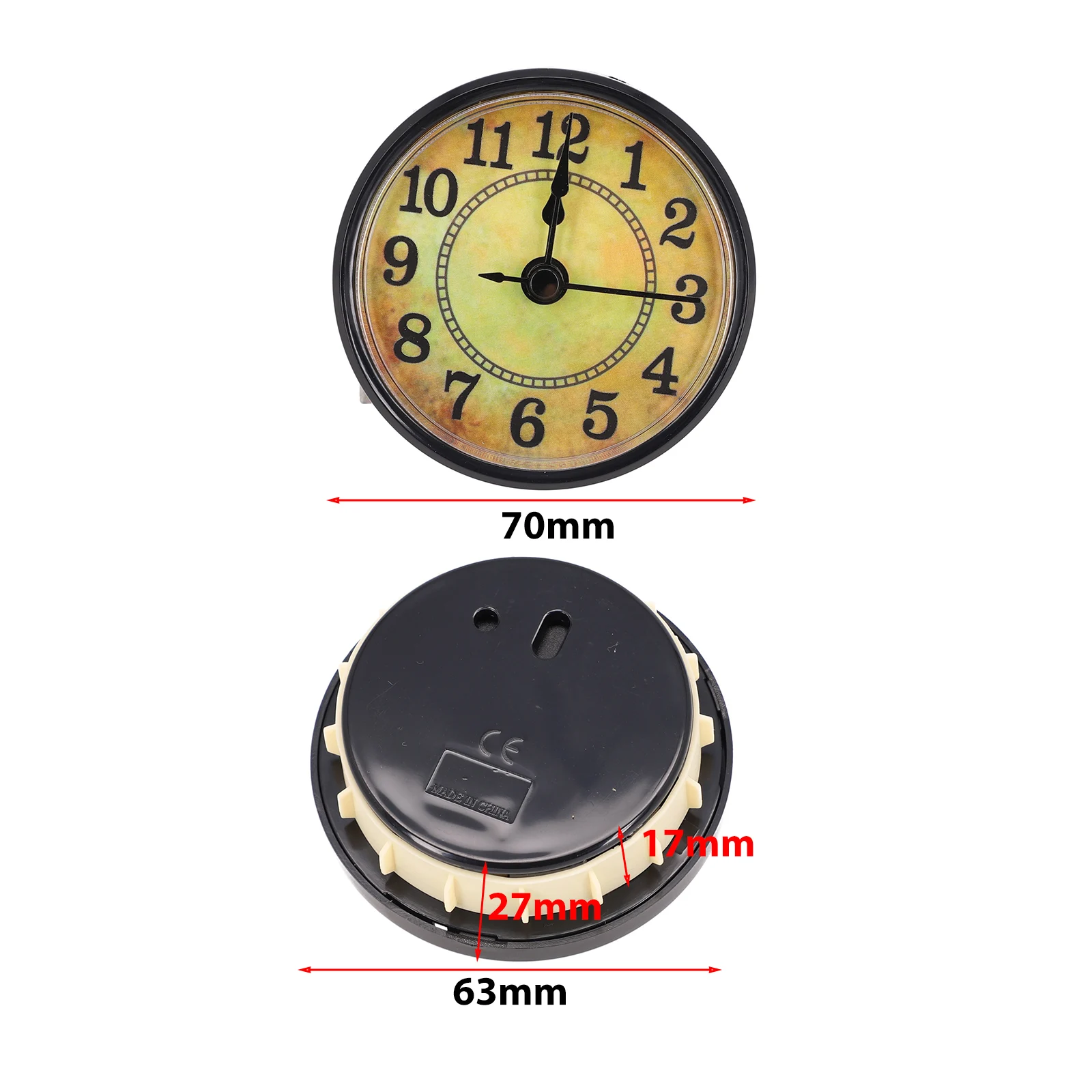 Clock Movement Quartz Clock Insert 70mm Arabic Roman Numeral Display Easy To Install High Quality Plastic Metal