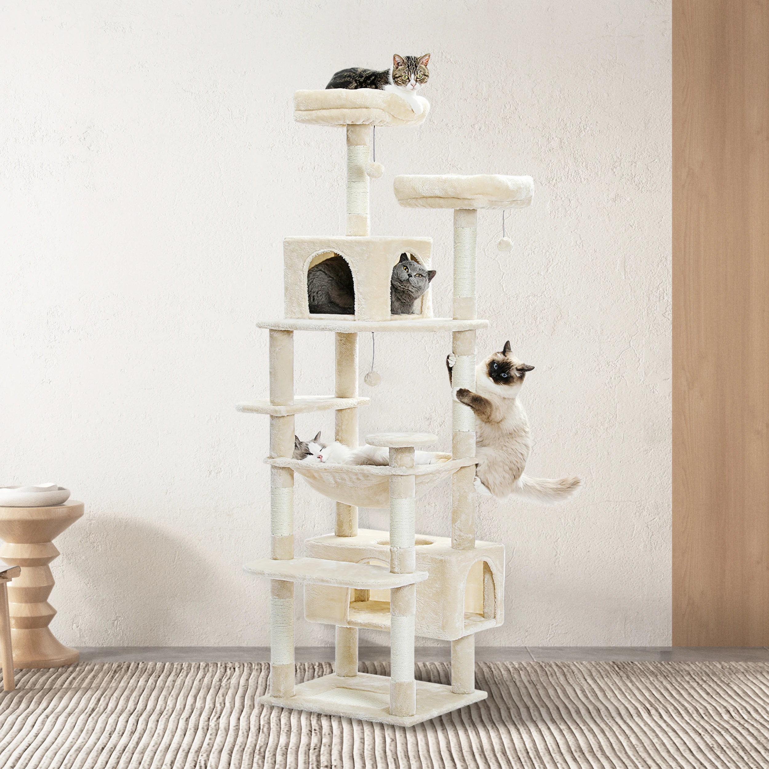 Height184CM Large Cat Tree  Tower for Indoor Condo Multi-Layer Tower with Sisal Scratching Post arbres à chat rascadores de gato