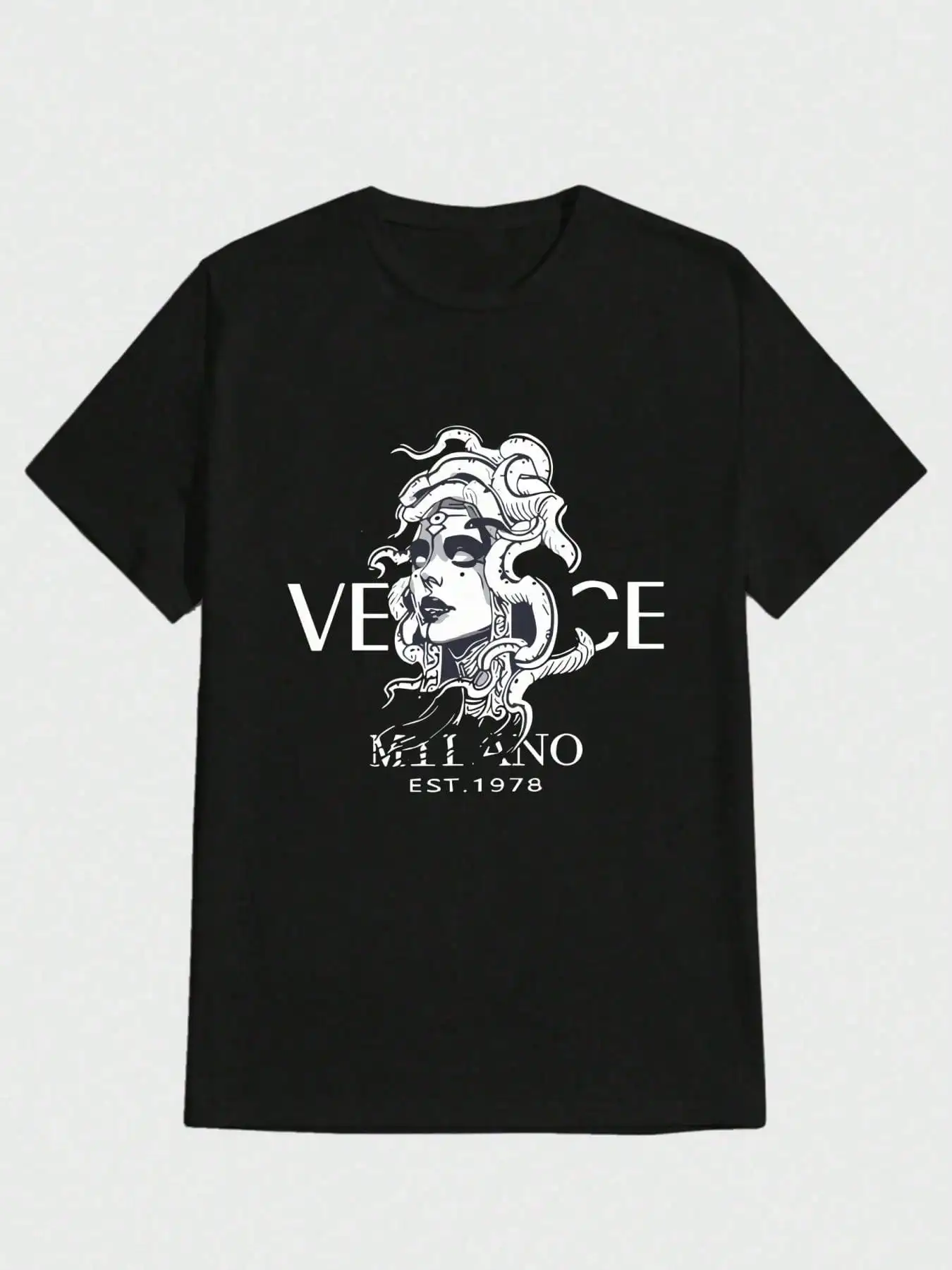 

Спортивная мужская повседневная футболка с статуей Медузы, повседневная футболка из чистого тяжелого хлопка с цифровым принтом