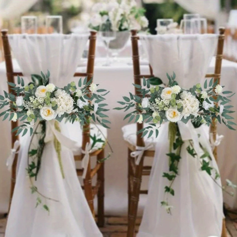 

2 件 Floral Swags for Wedding Arch, Artificial Flower Swags Wedding Floral Props Welcome Sign Florals for Wedding