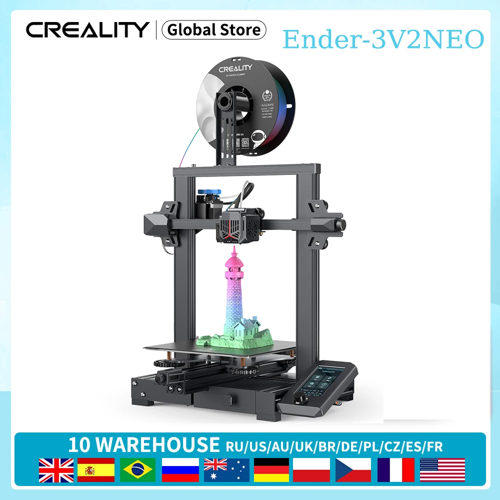 

Creality Ender-3V2 NEO 3D Printer Upgraded CRTouch Auto-Leveling Full-Metal Bowden Extruder and Stable Integrated Design