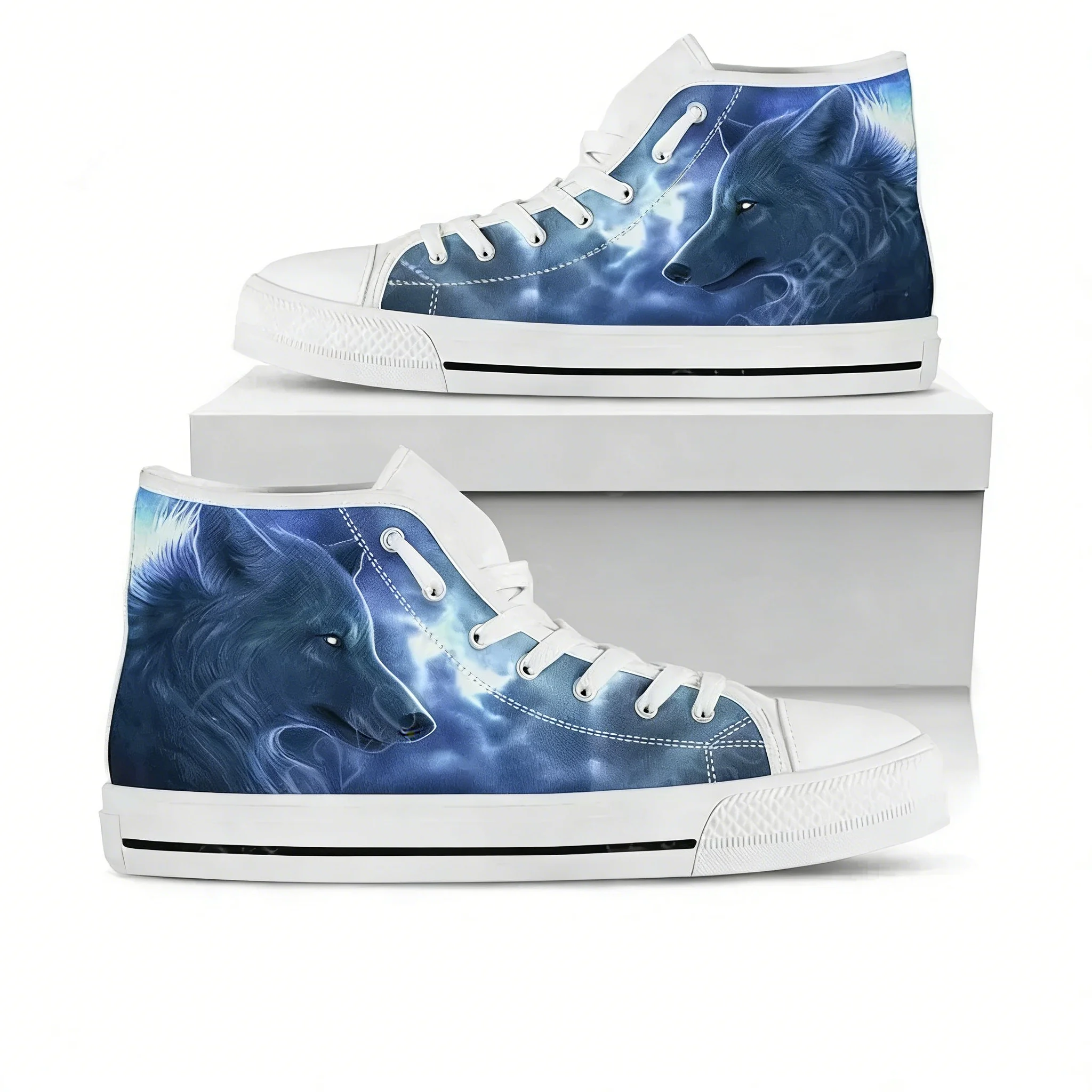 

Кроссовки Wolves High Top для мужчин, женщин и подростков, высококачественные повседневные кроссовки из канваса для улицы, изготовленные на заказ, парные кроссовки