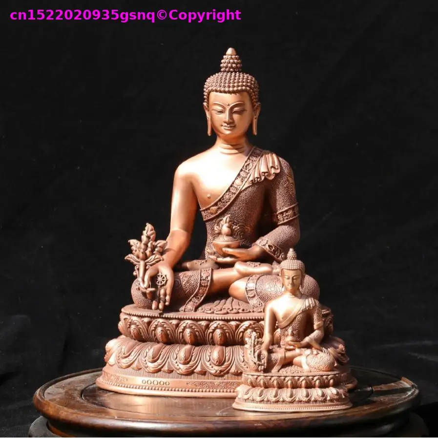 Special offer copper carving buddha Bhaisajyaguru Exquisite Sangye Menla Buddha statue Buddhist altar tibetan family worship