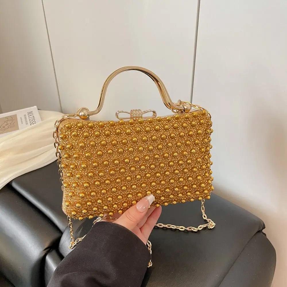 

Portable Metal Top Handle Evening Banquet Bag Shiny Rhinestone Ladies Clutch Bag Glitter Purse Tassel Shoulder Bag Women
