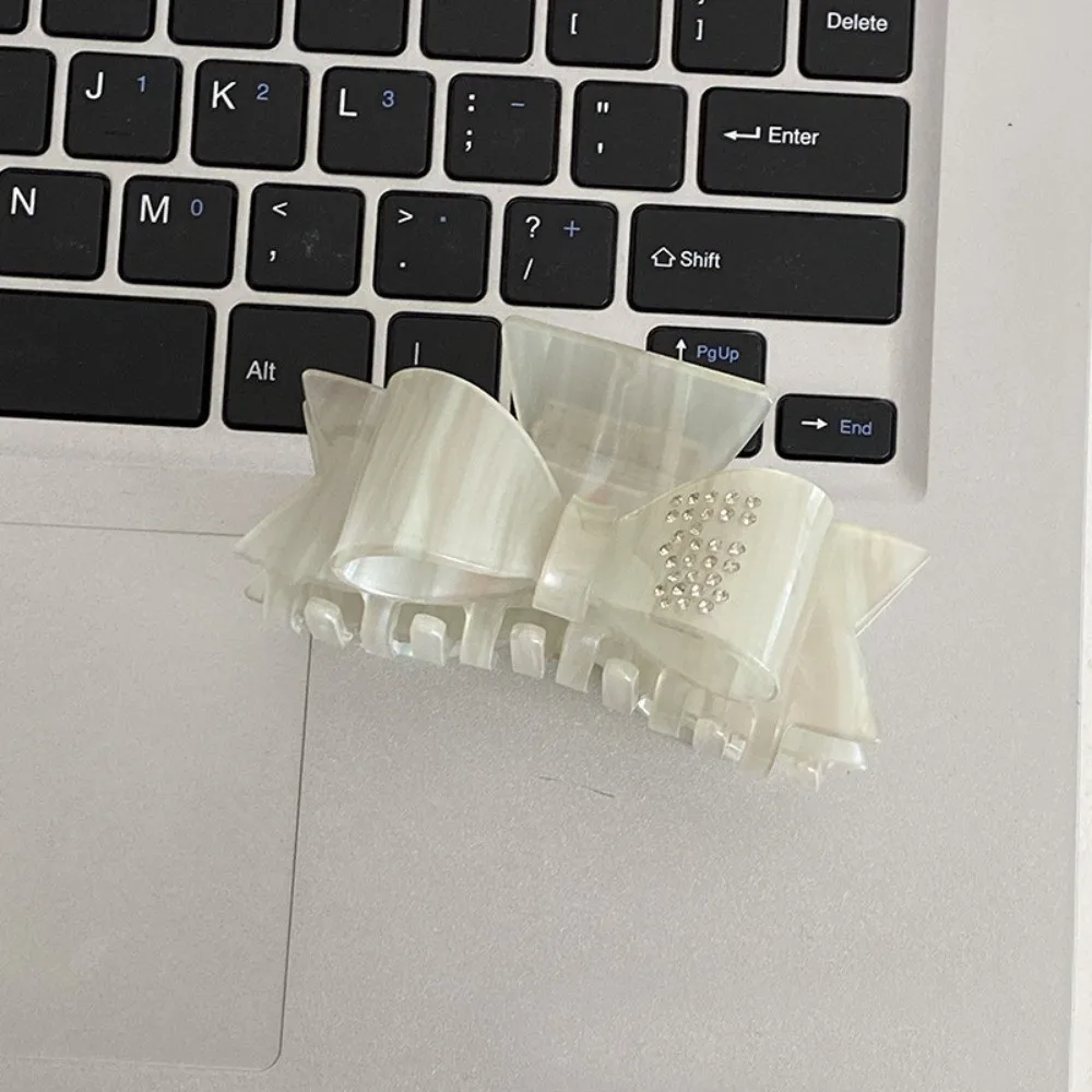 

Ins Rhinestone Bowknot Hair Claw Korean Style Elegant Acetate Shark Clip Geometry Headwear Small Hair Clip Daily