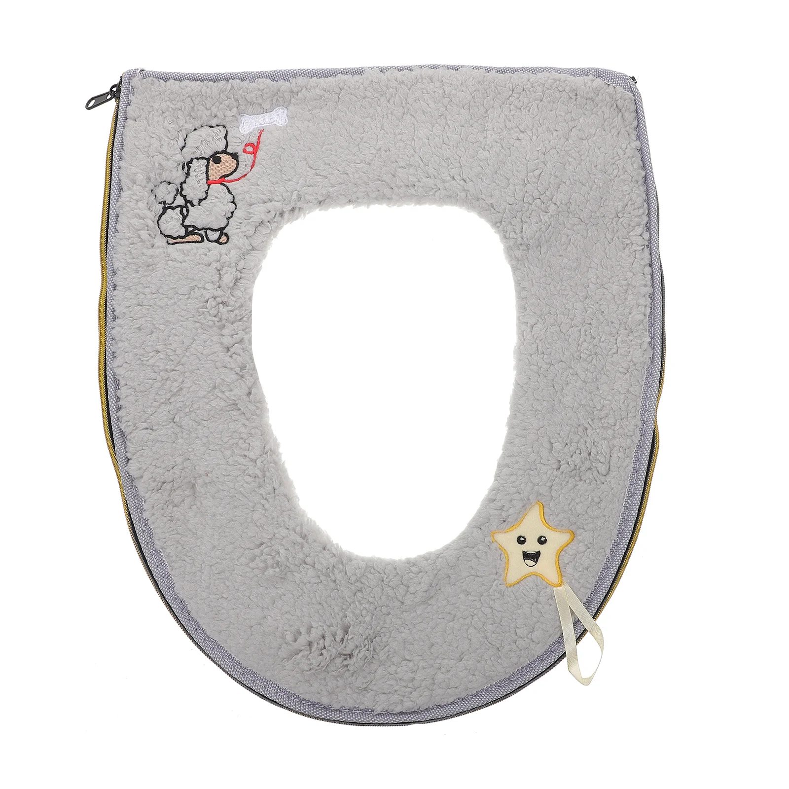 

Thickened Toilet Seat Pad Cashmere Material Round Cushion Ring Warm Comfortable Washable Reusable Sticky Button Type