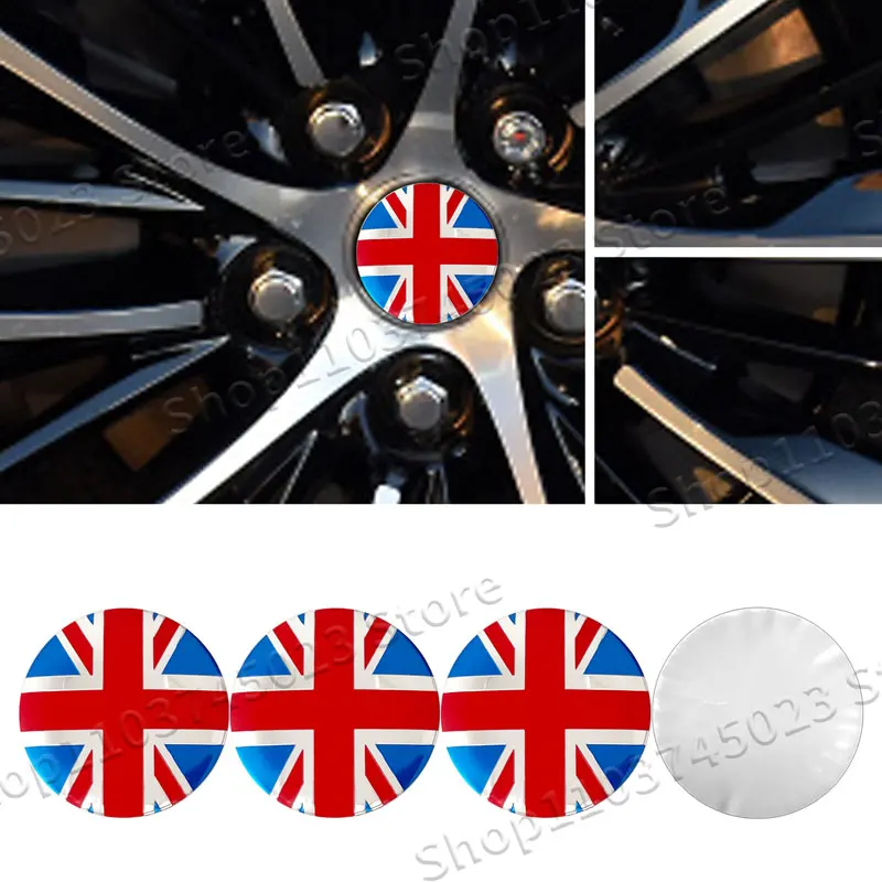 4Pcs 56mm Car Wheel Center Hub Caps Stickers UK Emblem Waterproof Decals For Mini Cooper JCW S R57 R55 R60 F50 F54 F55 F56 F58