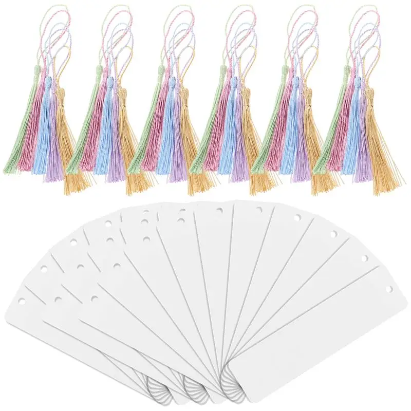 Imagem -02 - Marcadores Acrílicos Claros em Branco Artesanato Retangular Marcadores de Livros Transparentes com Pequenas Borlas 30 Conjuntos 20 Pcs