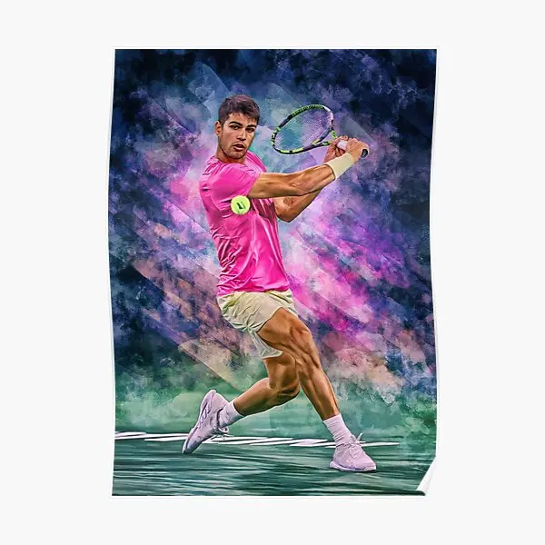 Carlos Alcaraz Plays Backhand At Indian  Poster Room Print Funny Picture Home Wall Mural Decoration Decor Painting No Frame