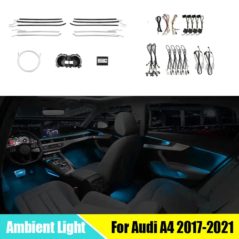 30 Colors Decorative Atmosphere  LED Ambient Light For Audi A4 2017-2021 Inter Door Atmosphere Lamp