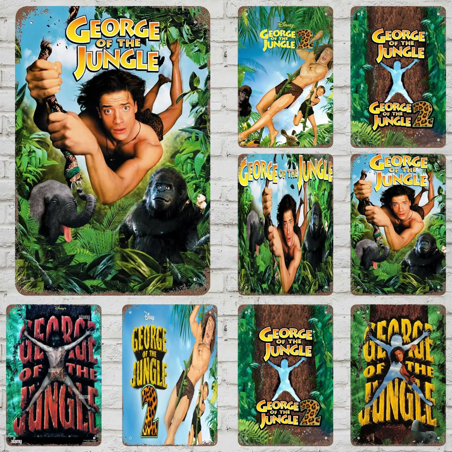 

MINISO George of the Jungle Classic Poster Rusty Metal Plaque Retro Decorative Plate Bar Cave Garage Metal Sign Wall Decoration