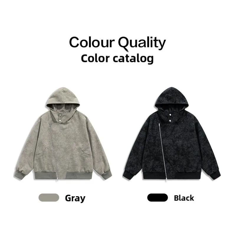 

Spring Autumn Windproof and Warm Mens Loose Hoodie Fashionable and Trendy Hoodie Youth Zipper Design Mens Casual Jacket Cardigan