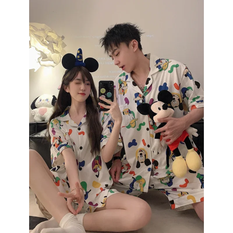 Disney mickey Mouse Paar Pyjamas Sommer Kurzarm Shorts dünne Baumwolle Cartoon bequeme Home Pyjamas für Männer und Frauen