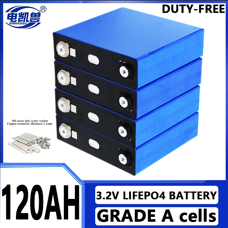 NEW 3.2V Lifepo4 120AH Battery Deep 6000 Cycles DIY 12V 24V 48V RV Boats Home Energy Storage Cell Pack EU/US TAX FREE