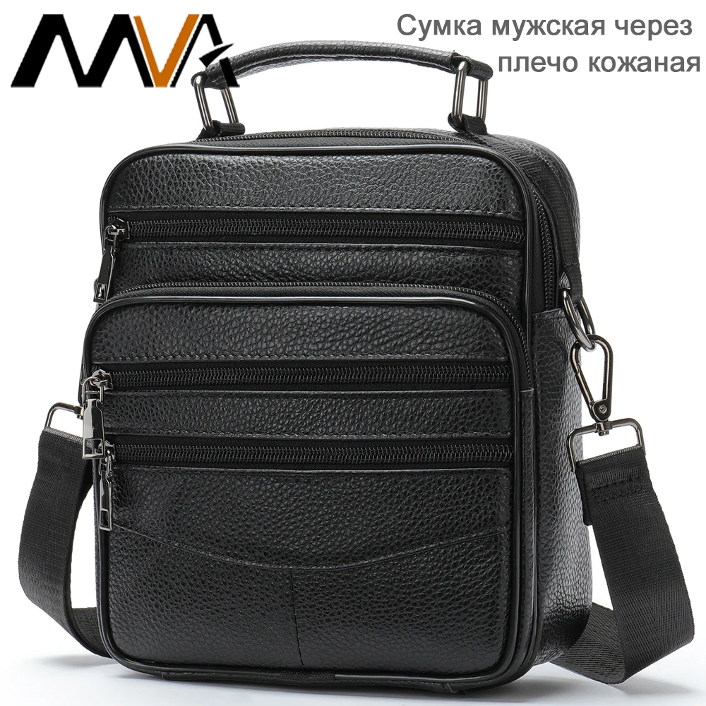 

MVA Men's Leather Shoulder Bag Husband Casual Men Messenger Bag For Men Handbag Flap Man Bags Designer Shoulder Strap Handbags