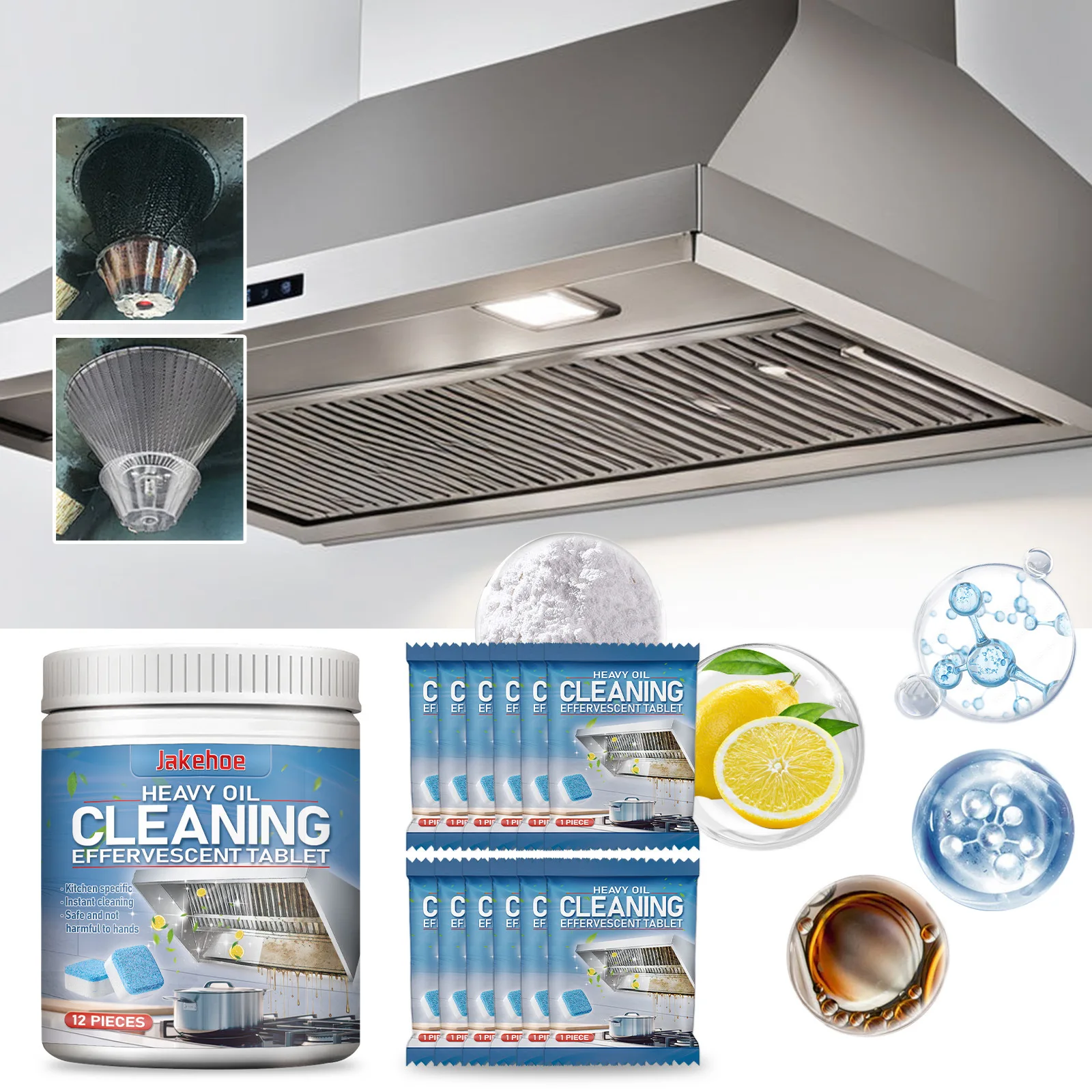 

Таблетки для очистки кухни от жира и загрязнений, удаления масляных пятен и очистки вытяжек от дыма