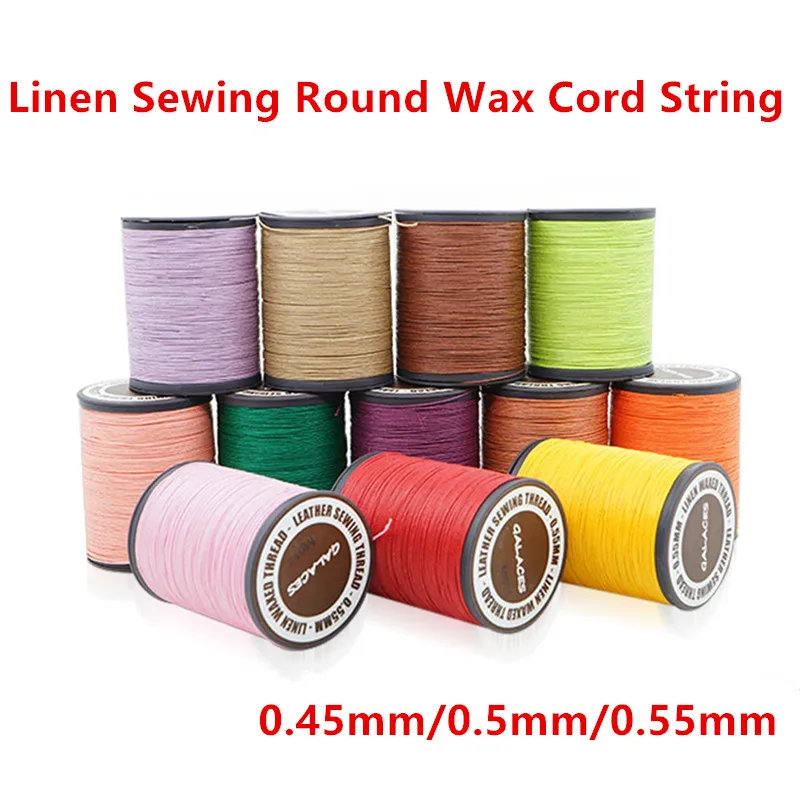 1Pcs Multicolor Craft Flax Waxed Linen Sewing Round Wax Cord String 0.45mm/0.5mm/0.55mm Dia