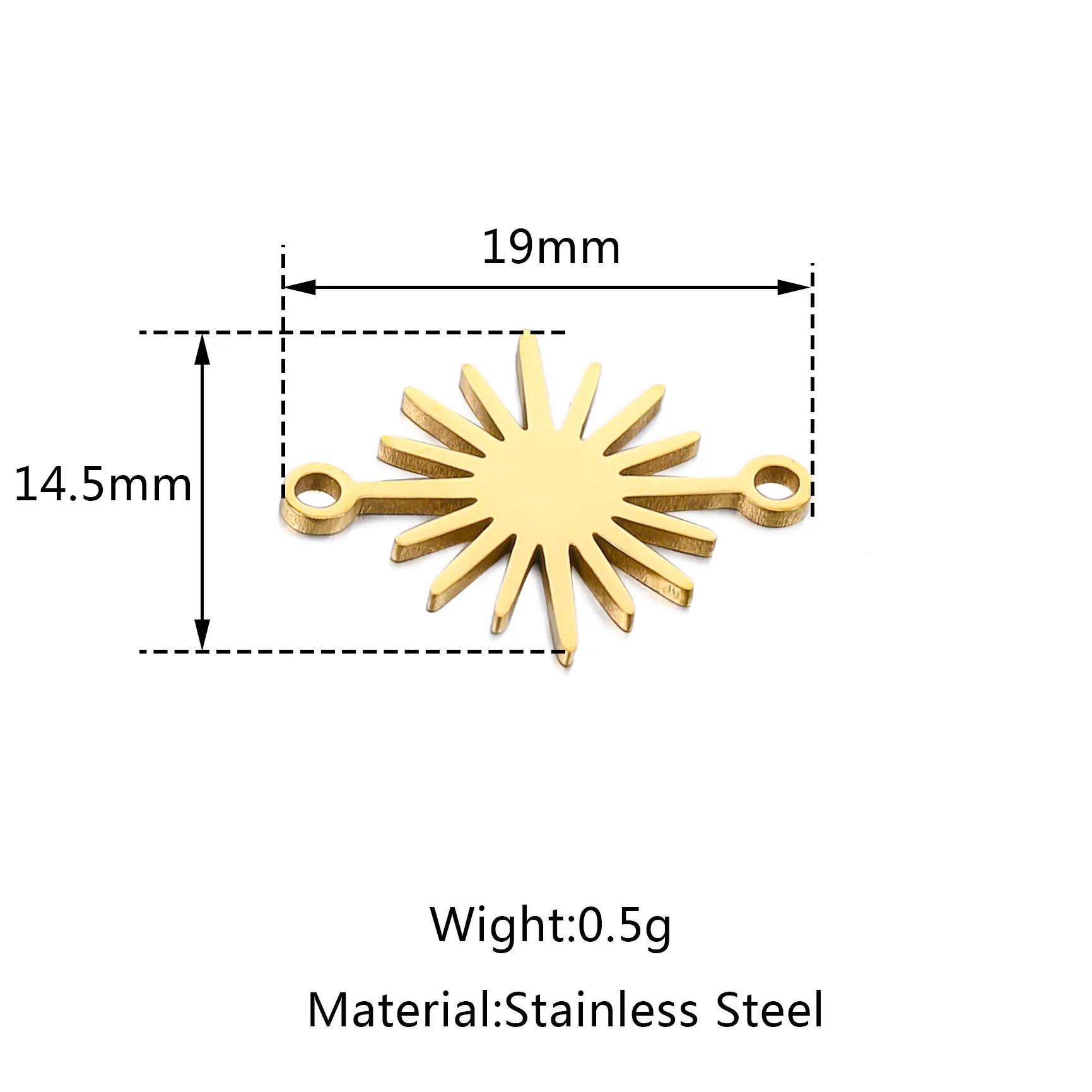 WZNB 5Pcs Stainless Steel Charms Celestial Sun Pendant Connectors For Diy Jewelry Making Necklace Bracelet Supplies Accessories