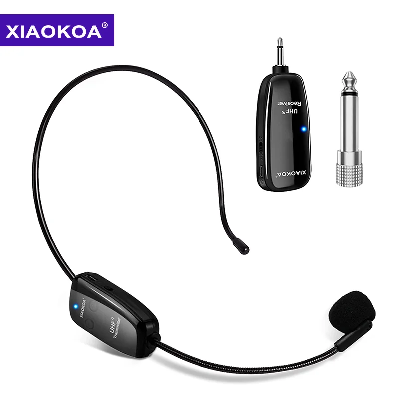 Microfone Sem Fio UHF, Portátil, 2in 1, Alcance 50m, Recarregável para Amplificador de Voz, Ensinar Microfone Sem Fio, Xiaomi