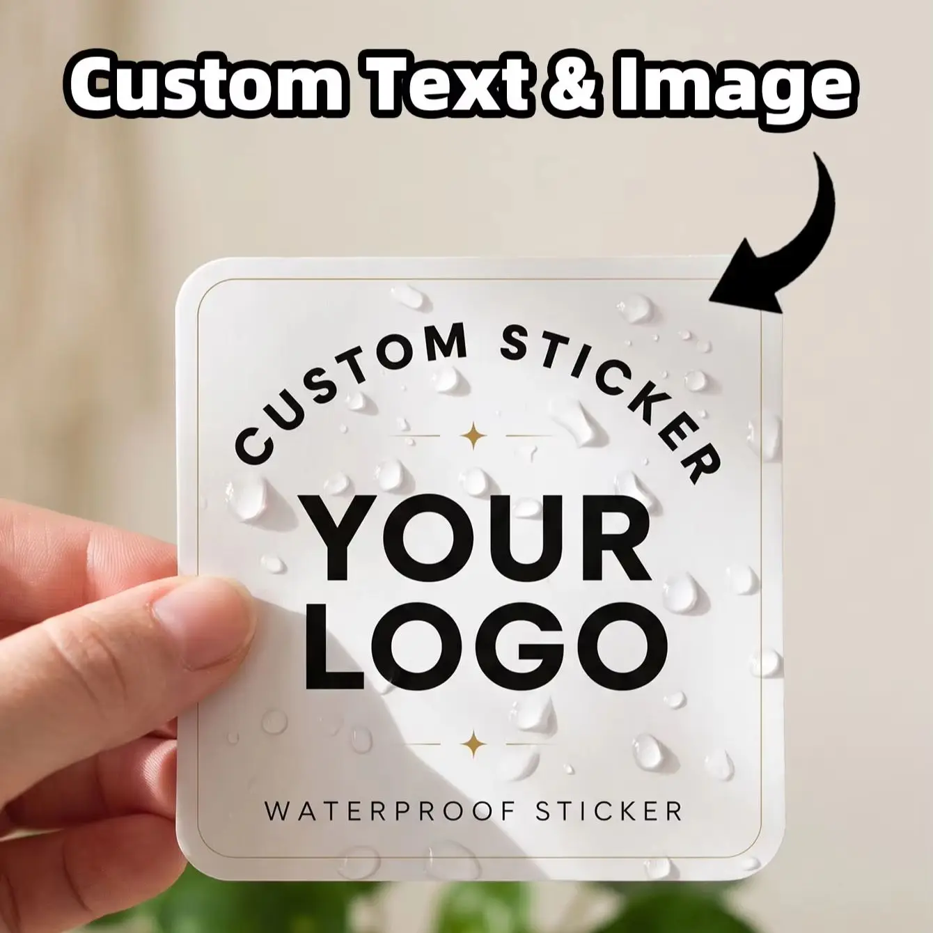 3/5/8CM Personalized Square Custom Stickers Custom Text Image Decor Labels for Office & Packaging