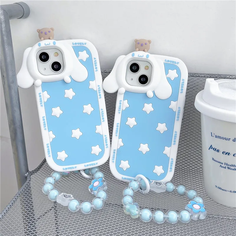 Cute Cartoon Cinnamoroll Star Sanrio Soft Silicone Phone Case For iPhone 11 12 13 14 15 Pro Max Kawaii Lens shockproof Cover