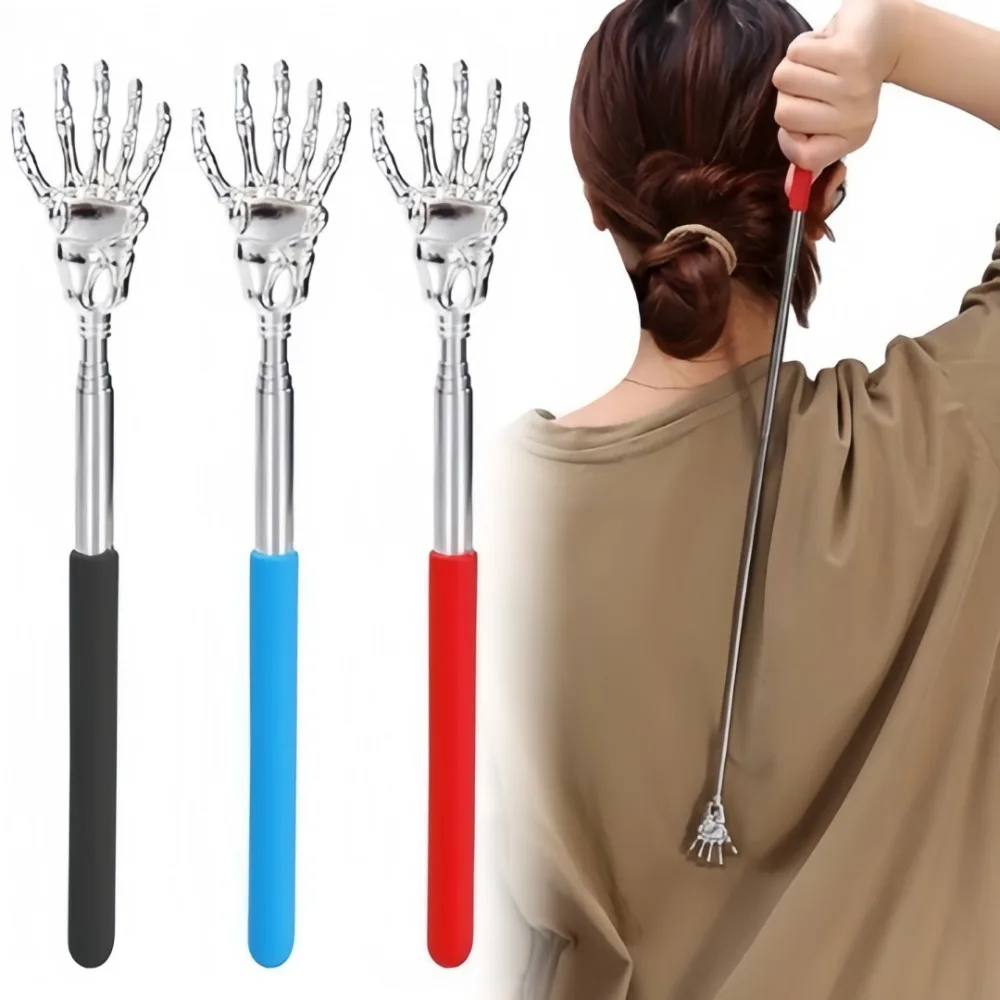 Portable Stainless Steel Telescopic Itching Back Scratcher Extendable Claw Scratcher Massager Massage Tool Blood Circulation