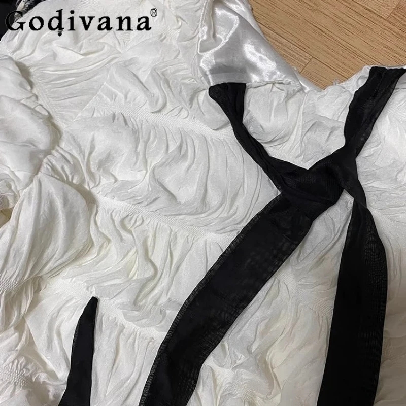 오리지널 하이엔드 패션 다용도 셔츠 여성용 화이트 긴팔 Y2K 블라우스 핫걸 여름 유니크 고급 홀터탑