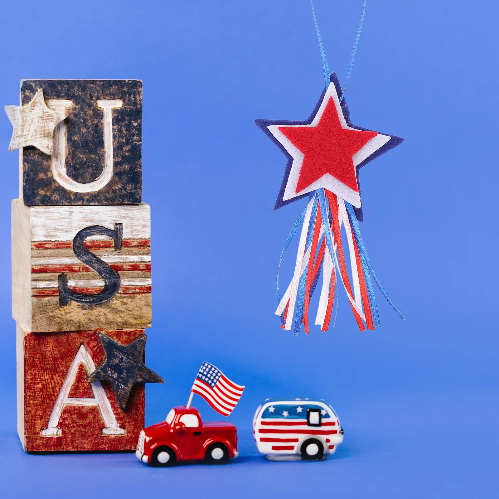 

12Pcs Independence Day Festival Five-Star Hanging Ornaments Non-Woven Fabric Pendant Scene Decor Party Adornment