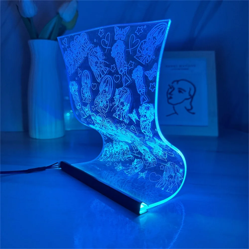 Lampe à défilement LED Bride, bande dessinée romantique, escales 3D, lumière d'ambiance, télécommande, acrylique, veilleuse, populaire, dessin animé, art, décor, document 3/7