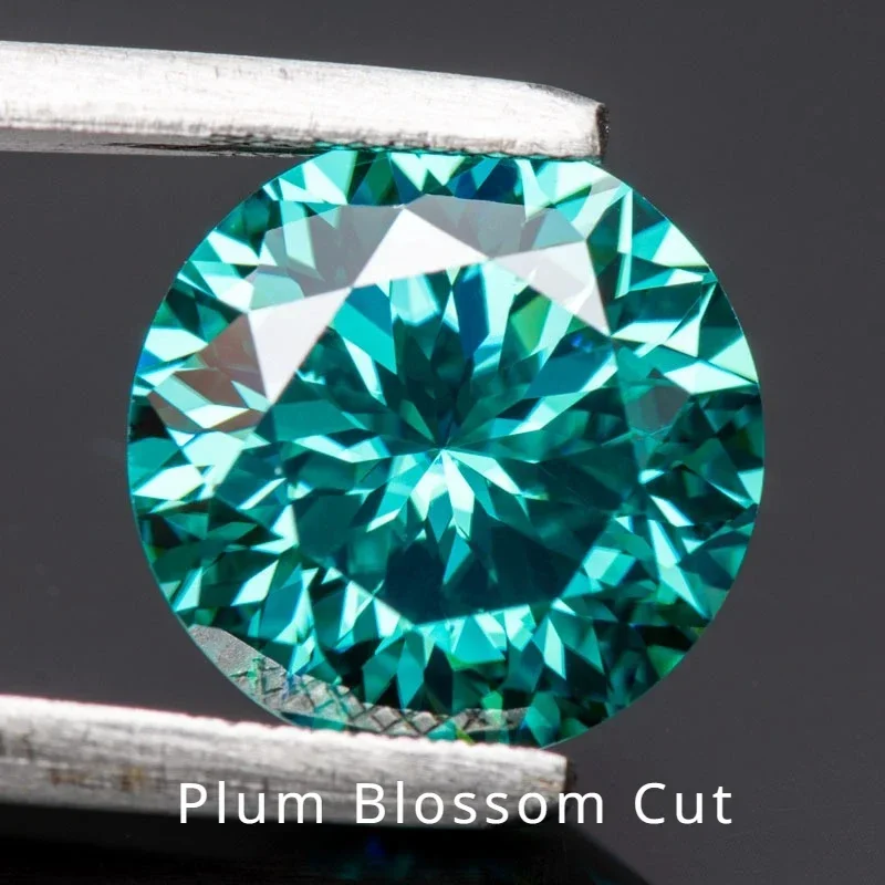 Moissanite Stone Plum Blossom Cut Round Shape Emerald Green Natural Color Gemstone For Jewelry Making Materials With GRA Report