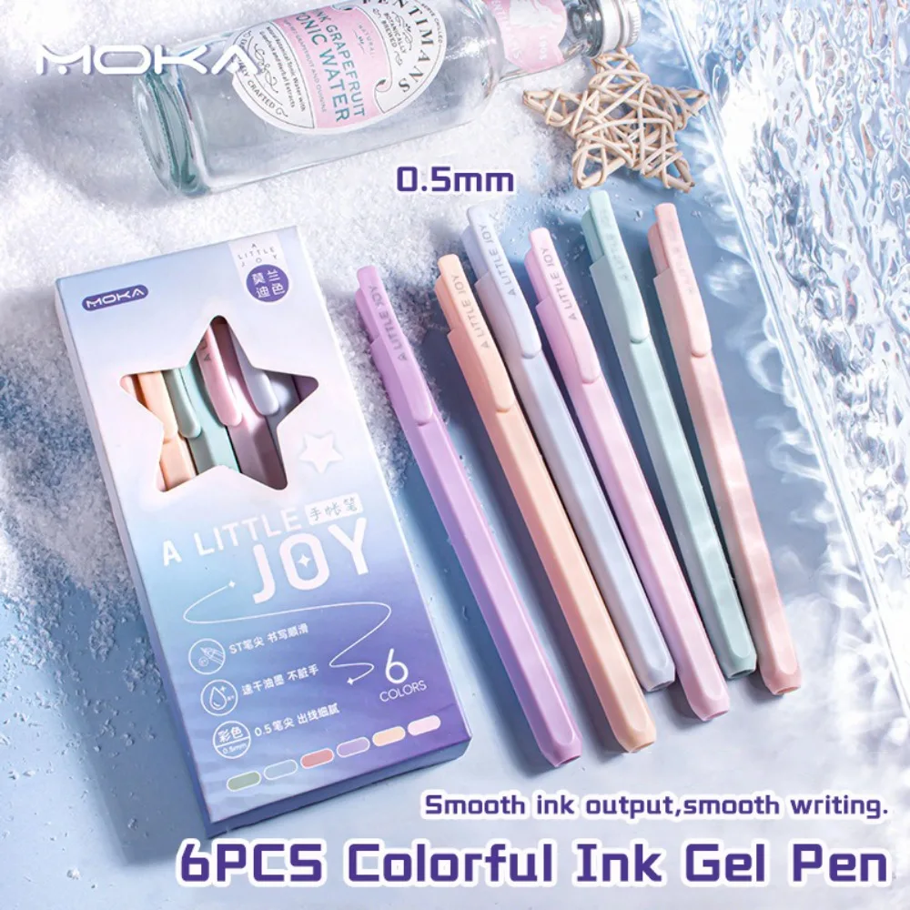 

6PCS/Set High Quality 0.5mm Color Ink Gel Pen Quick Drying Smooth Writing Art Mark Pen Morandi Color Neutral Pen School Office